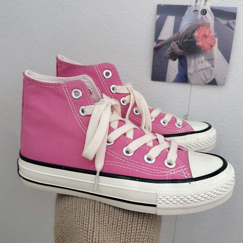 

Женские модные розовые парусиновые кеды хайтопы 1970-х годов - Дышащие, универсальные, в корейском стиле 39