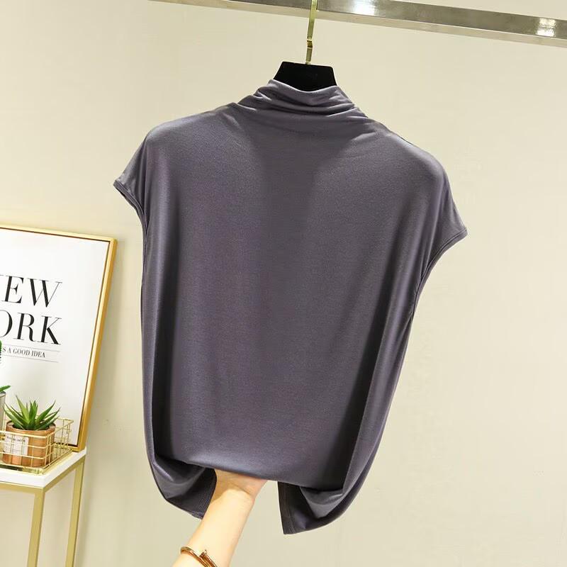 Großformat Modal Damen Hochgeschlossenes Ärmelloses Locker Geschnittenes Schlankmachendes Shirt - Frühling/Sommer