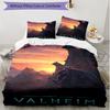 3pcs Duvet Cover Set (1*Duvet Cover + 2*Pillowcase, Without Core), Valheim Print Soft All‑Season Bedding Set, Home Bedroom Decor Gift