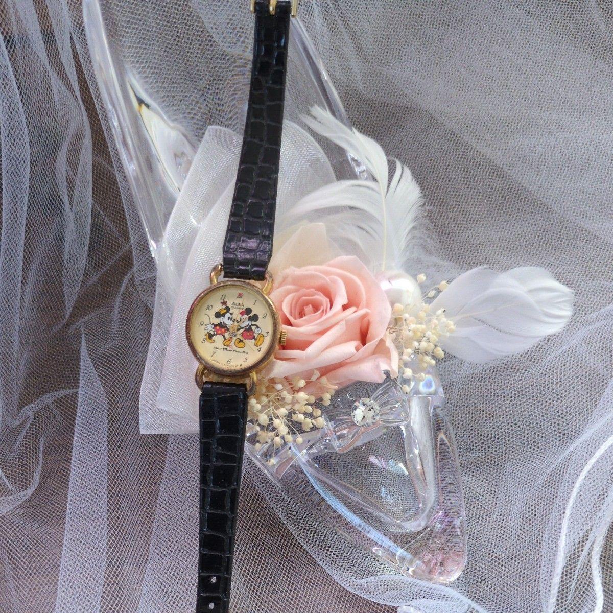 Vintage ALBA Disney Mickey & Minnie Watch Black