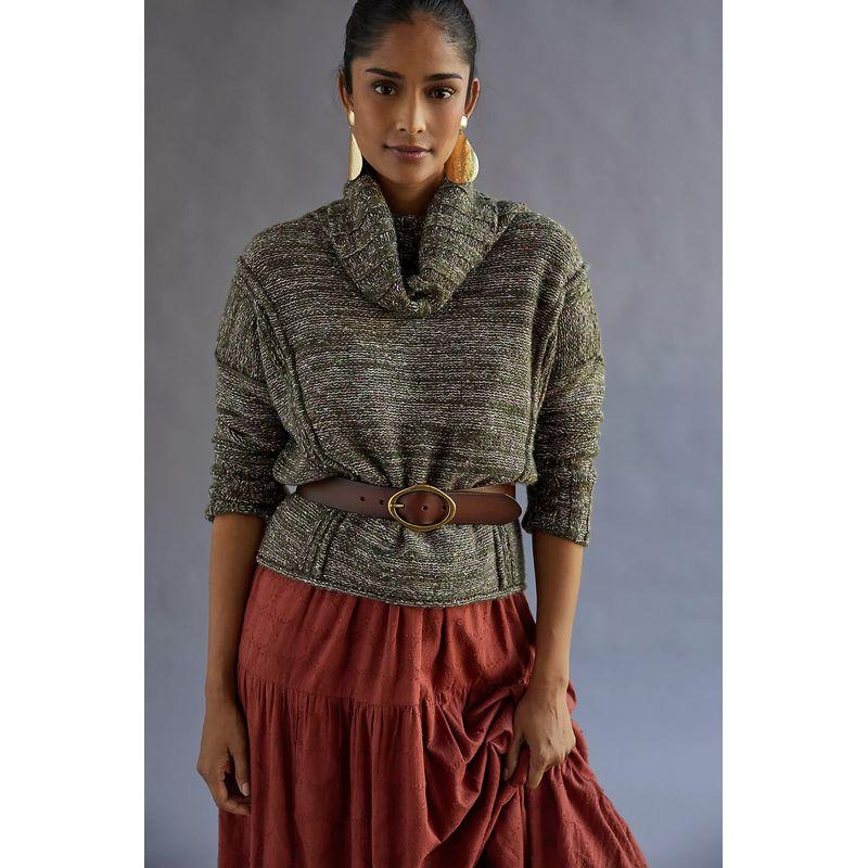 Anjia Anth ~ Pilcr * Turtleneck Soft Pile Collar Mixed Color Knit sweater 2 Colors