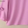 ZANZEA Women Casual Round Neck Loose 3/4 Sleeve Blouse