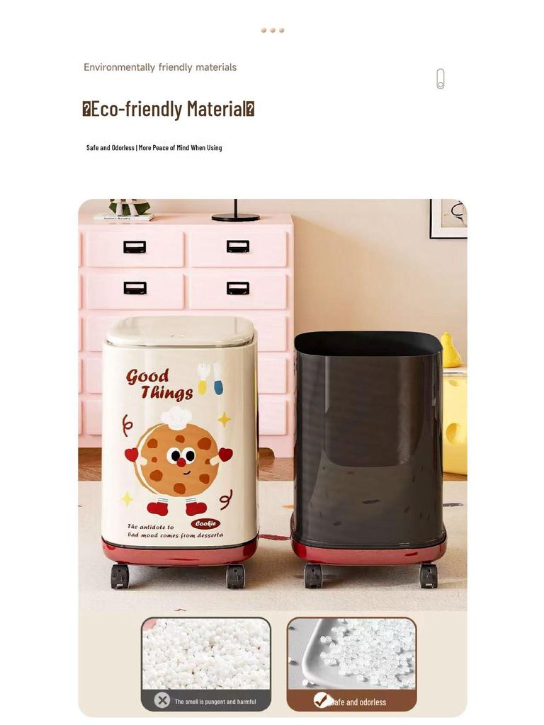 Mülleimer mit Rädern und Klappdeckel: Großes Fassungsvermögen für das Wohnzimmer