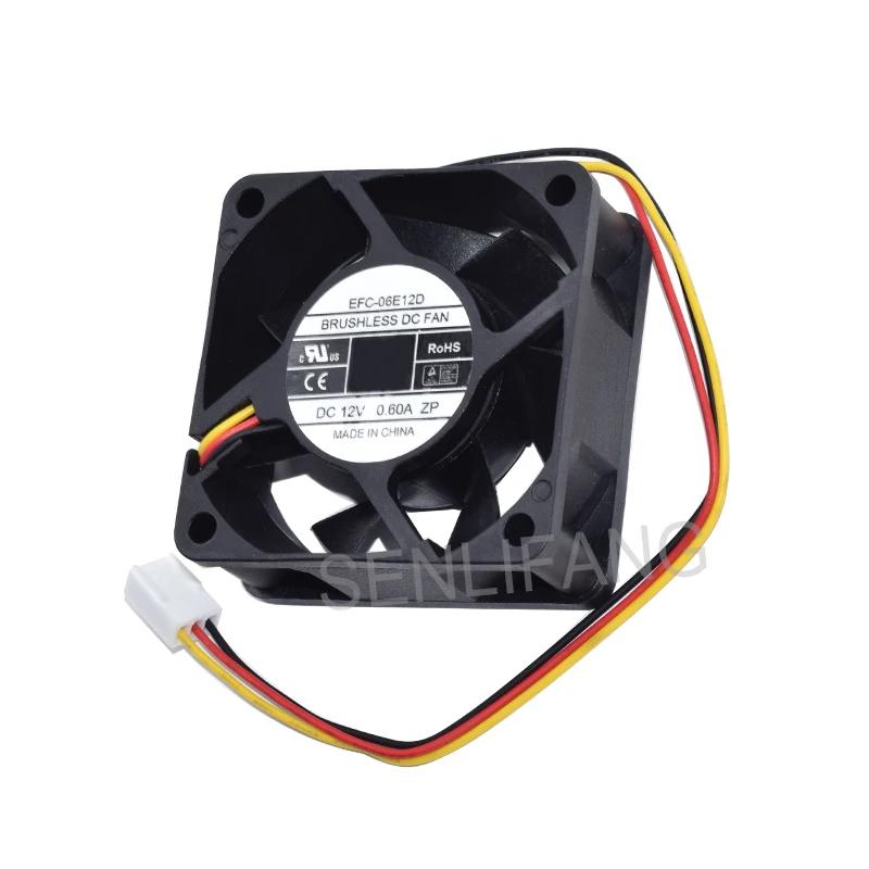 DC12V 0.60A 3Pin 6025 60*60*25MM EFC-06E12D Square Inverter Fan