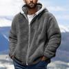 Men's Fashion Solid Color Patchwork Sweatshirt Loose Double-sided Velvet Warm Jacket Zipper Outerwear