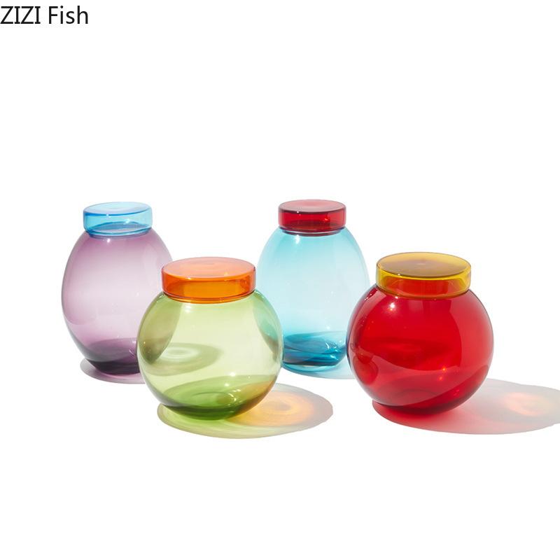 Candy Colored Glass Vase Lovely Flower Plant Pots Table Decoration Flowers Arrangement Floral Vases Room Aesthetic Decor