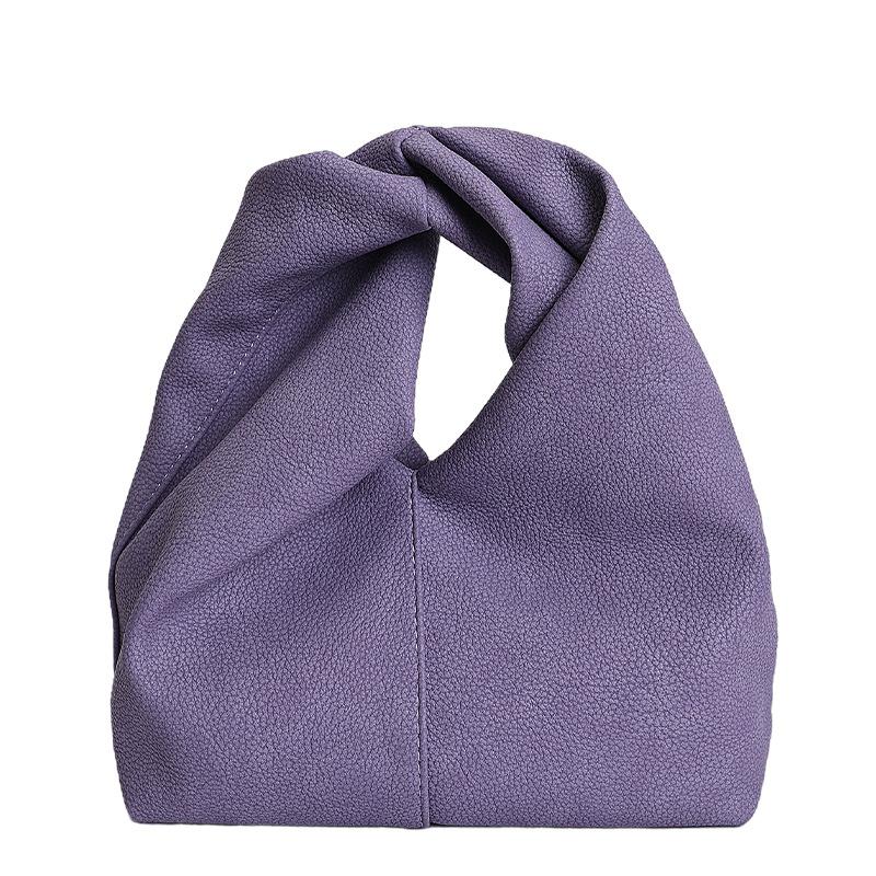 Soft PU Hobo Bag for Women Slouch Tote with Handle Small Shoulder Bag for Daily Use фиолетовый