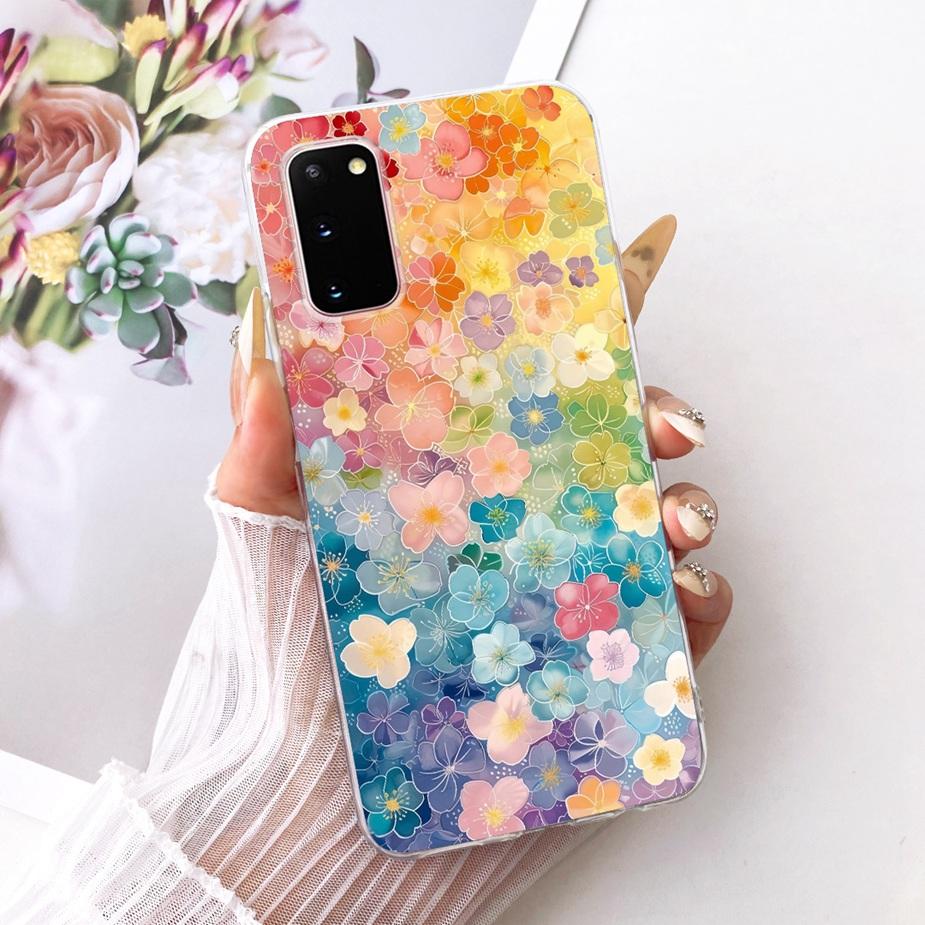 For Samsung Galaxy S20 Plus Case SM-G985F Luxury Bow Flowers Painted Cover Soft Silicone Case For Samsung S20+ S 20 Plus 5G Bags