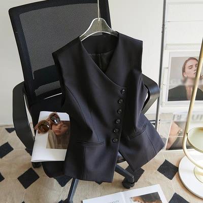 Women Slim Fit Vest Jacket Casual Spring Autumn Waist Belted Sleeveless Blazer Fashion Outerwear