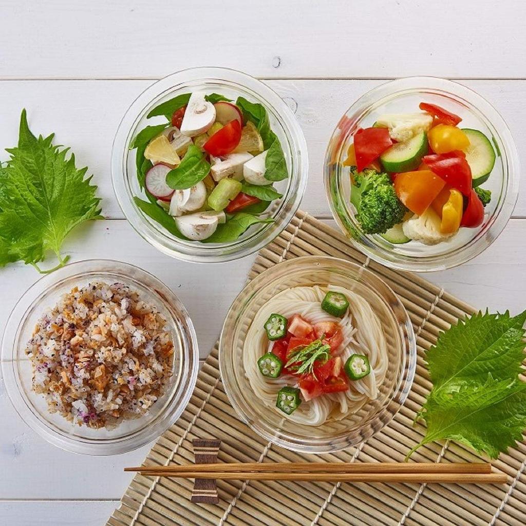 Hario Salad Set of Sweets Bowls, 4, Heat-Resistant Glass, Bowls, Tableware, HSB-2812