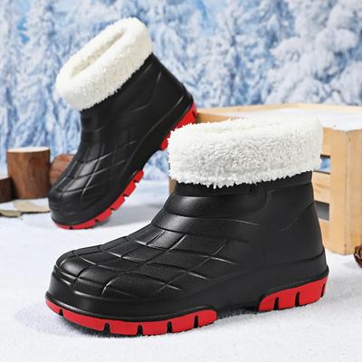 Bottes de Pluie Hiver Homme Mode Nouvelle Mode Bottes Décontractées d'Extérieur pour Homme Antidérapantes Bottines de Travail de Chef Plus Coton Chaussures Imperméables