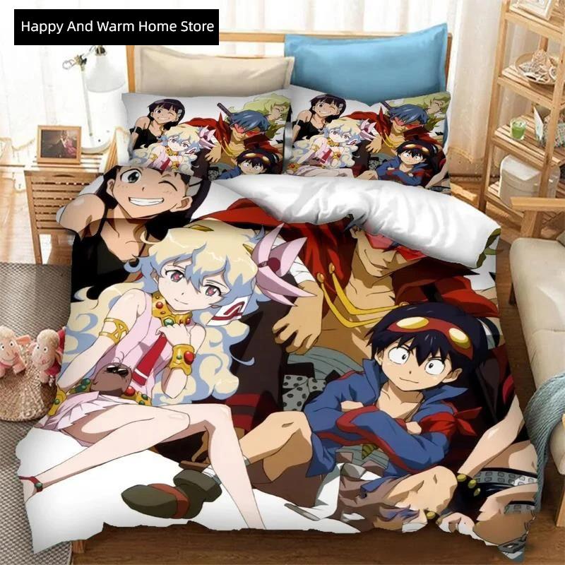 3D Printed Anime Tengen Topa Guren Lagan Soft Duvet Cover Beding Set Double Twin Ful Quen King Adult People Boy Bedclothes Comfortable Quilt Cover