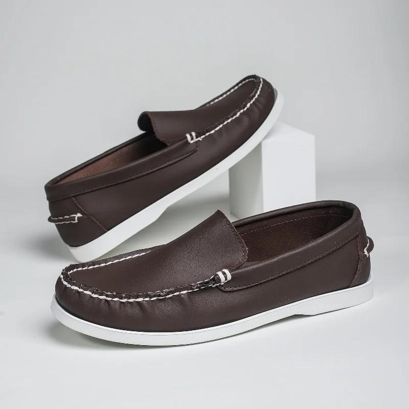 Fashion 2024 Fashion Casual Shoe Italian Designer Genuine Leather Solid Color Mens Shoes Minimalist Business Outdoor Comfort Man Loafers