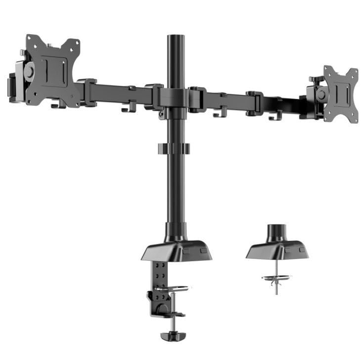 Dual Monitor Arm 9kg Load VESA Adjustable Angle and Cable Management (for Teleworking/Gaming) - 17-27 Inch, Capacity, Standard, Height,