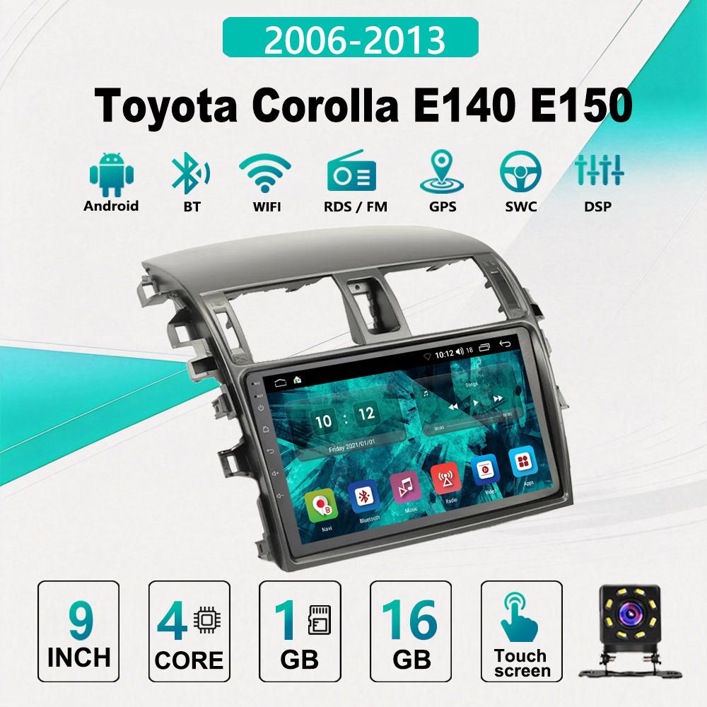 2Din Android Car-Play Car Radio,Toyota Corolla E140 E150 2006-2013,Multimedia Player Head Unit Stereo GPS Navigation BT WIFI,1+16GB