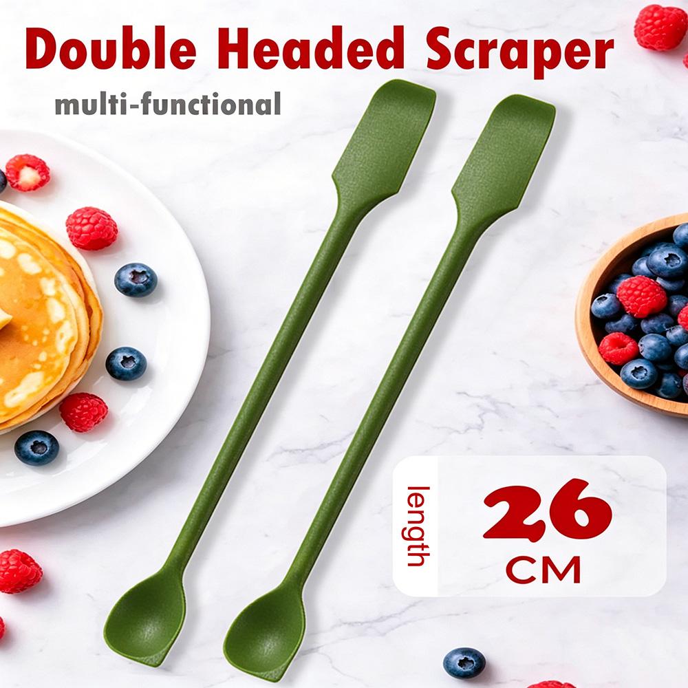 2Pcs Silicone Double Headed Jam Scraper, Kitchen Silicone Scraper, Jam Spatula, Household Double Headed Stirrer, Spoon зелёный