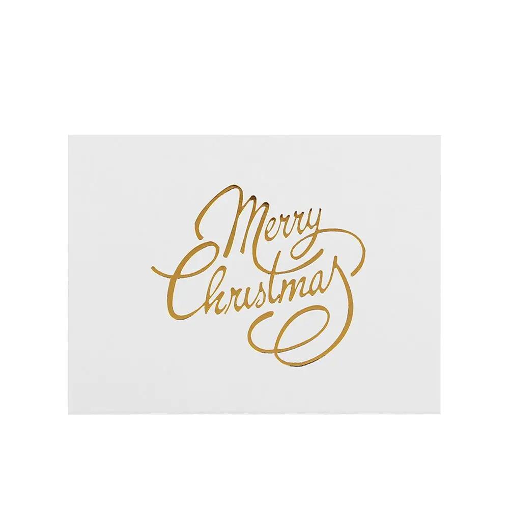 New High Quality 50PCS DIY Simple Design Wedding Party Handwriting Message Cards White Greeting Card Thank You Gold Stamping