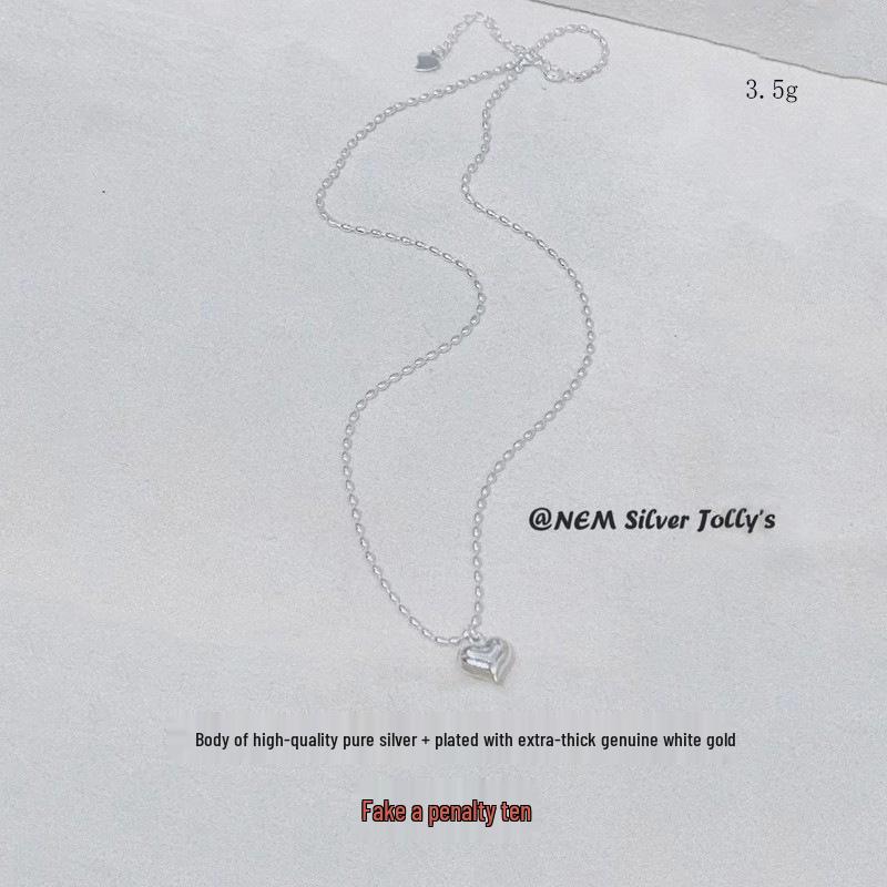 

Ожерелье из стерлингового серебра S925 с сердцем и оливками, европейско-американский стиль, универсальная цепочка для ключиц с персиковым сердцем 925 Silver