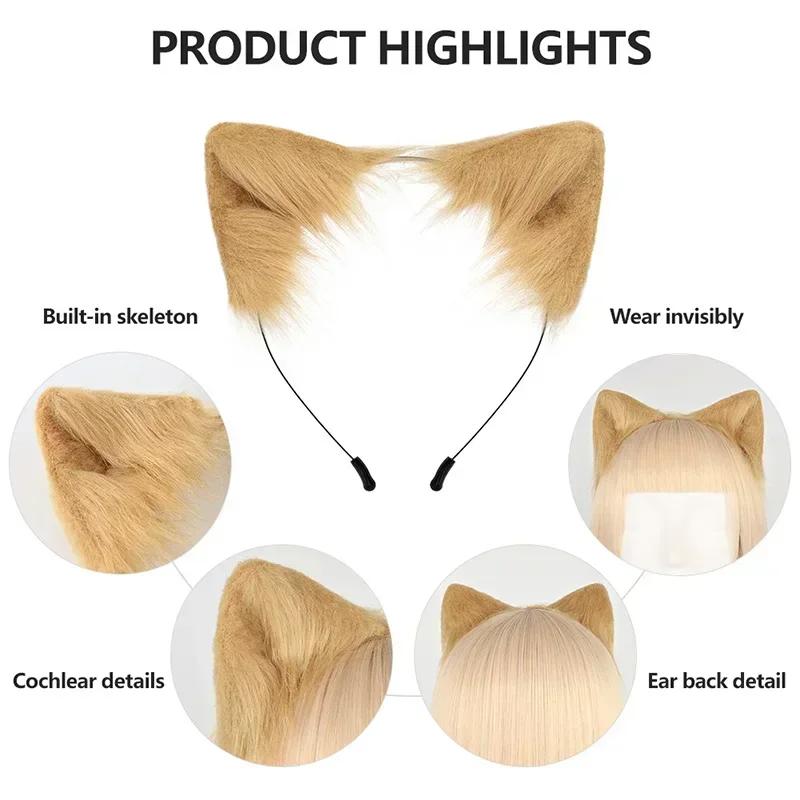 Costume Prop Cartoon Animal Ears Headband Hair Hoop Necklace Tail Set Fox Cat Cosplay Halloween