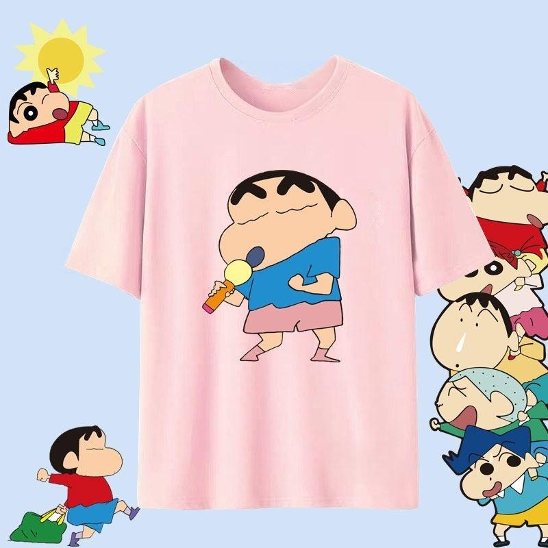 Crayon Shin Chan Shinnosuke Shiro Hug Print T Shirt Women Oversized Cute Cartoon Short Sleeve Casual Tee Top