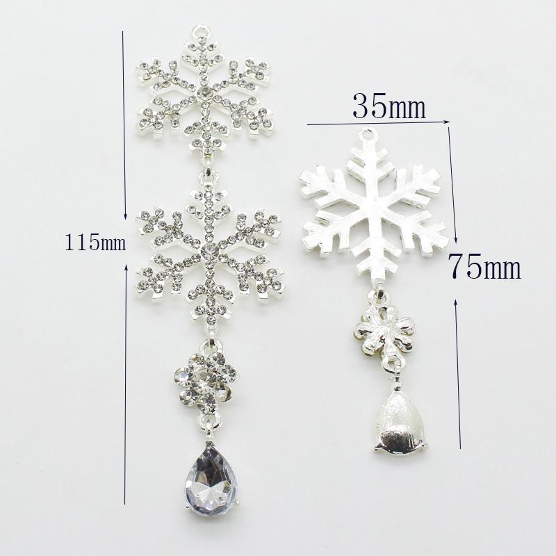 LKERAN Snowflake Pendant Button 3Pcs Alloy Craft Rhinestone Hanging Party/Christmas Decoration Crystal Accessories