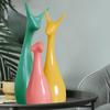 Home Décor Lucky Deer Family Set | Piano Finish Ceramic Figures - (Set of 3 Yellow, Pink, LightGreen)