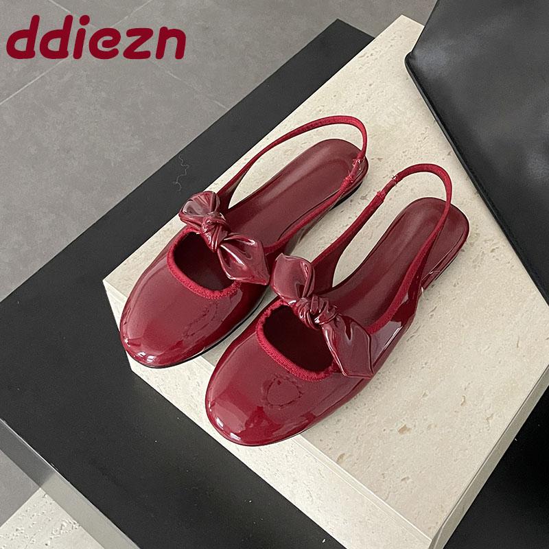 Fashion Fashion Round Toe Ladies Flats Sandals Slip On Shoes Butterfly-Knot Female Shallow Women Flats Sandals Shoes Big Size 43 Lady