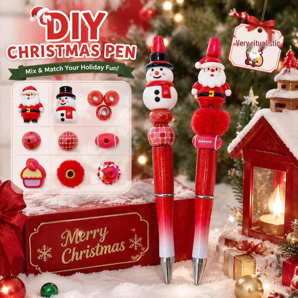 DIY Christmas Beaded Santa Claus Gel Ballpoint Pen