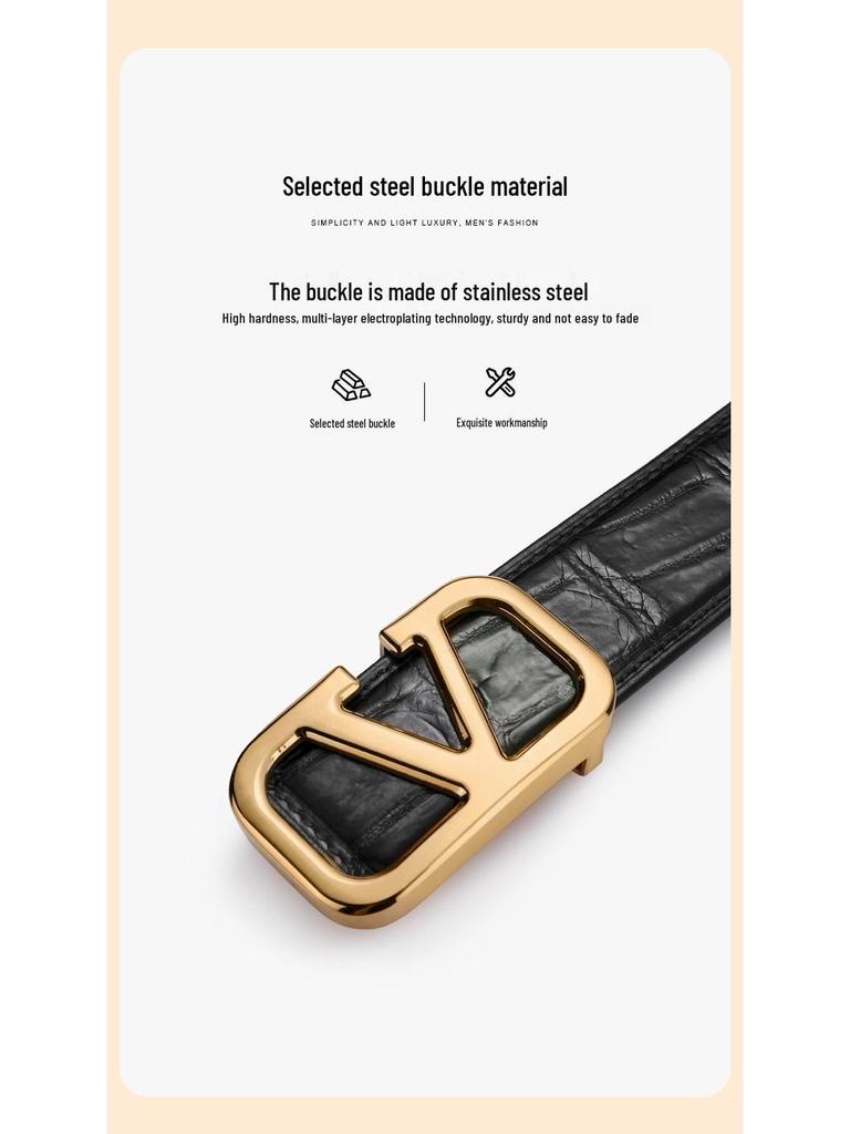 Paul Messier Herren Glatte Schnalle Alligatorleder Gürtel PL608101