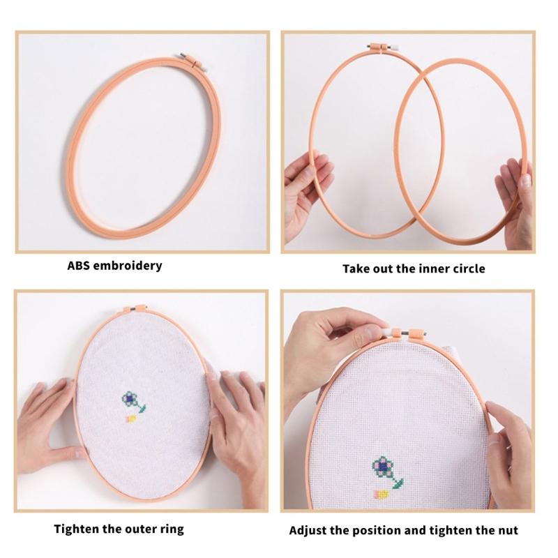 5Pcs Adjustable Embroidery Hoop with Spring Clip Oval Shape Stitching Frame for Embroidery Needlecraft Stitching Project