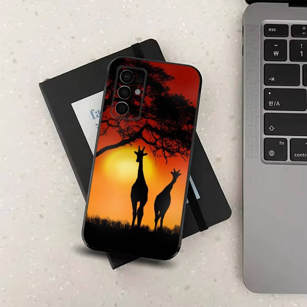 Animal Giraffe Cute Funny  Case For Samsung Galaxy A91,A80,A73,A72 ,A71,A53A52,A32 ,A31A22,A21s,A20,Black Cover