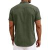 Men's Casual -color Loose Short-sleeved T-shirt Shirt - Men's Cotton And Linen Collar Short-sleeved Top