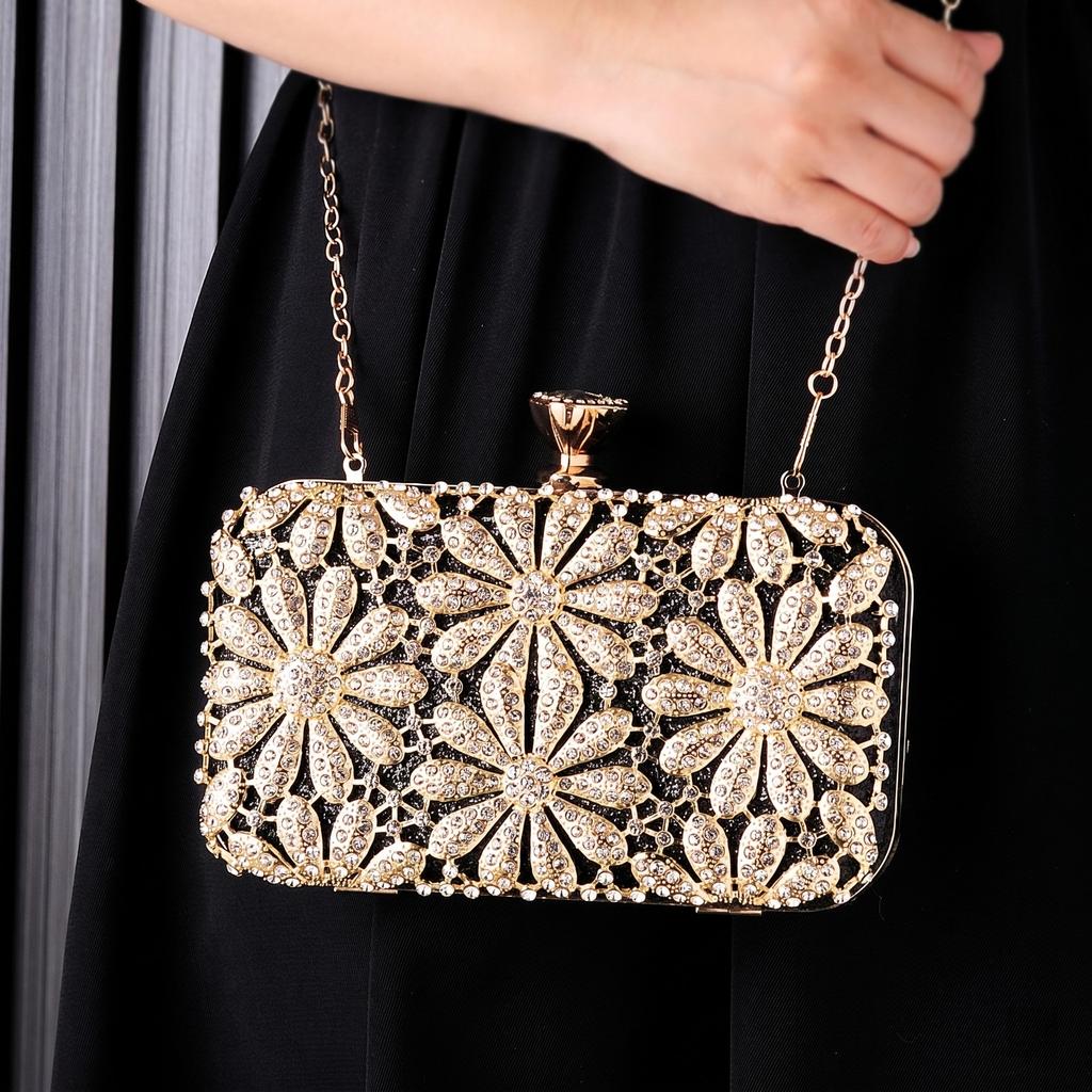 Diamond Luxury Brands Bags Novelty 2026 Evening Flower Clutch Shine Bling Crossbody Bags Fashion High Quality Women's Handbag