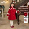 Disney Girls' Mid-Length Red Wool Blend Coat with Detachable Cape