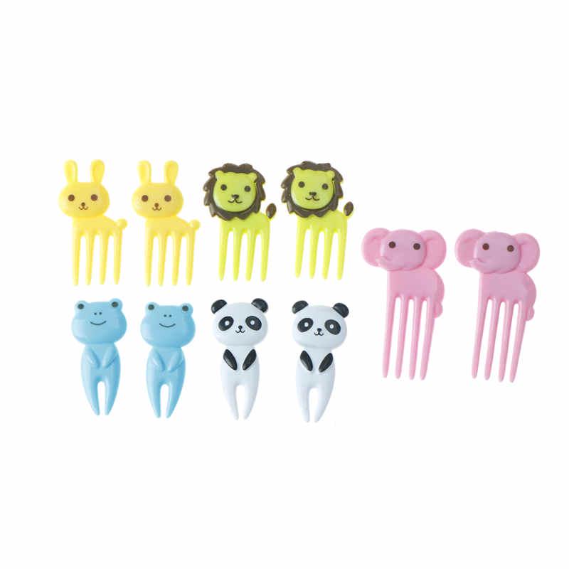 10Pcs/Set Kids Animal Cartoon Fruit Fork Sign Fruit Toothpick Bento Lunch Decor