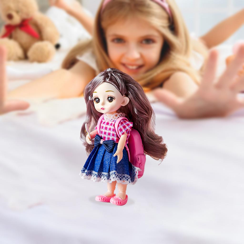 Cute 13 Joints 16cm 1/12 BJD Doll W/ Dress & Shoes Girl Toy Gift A