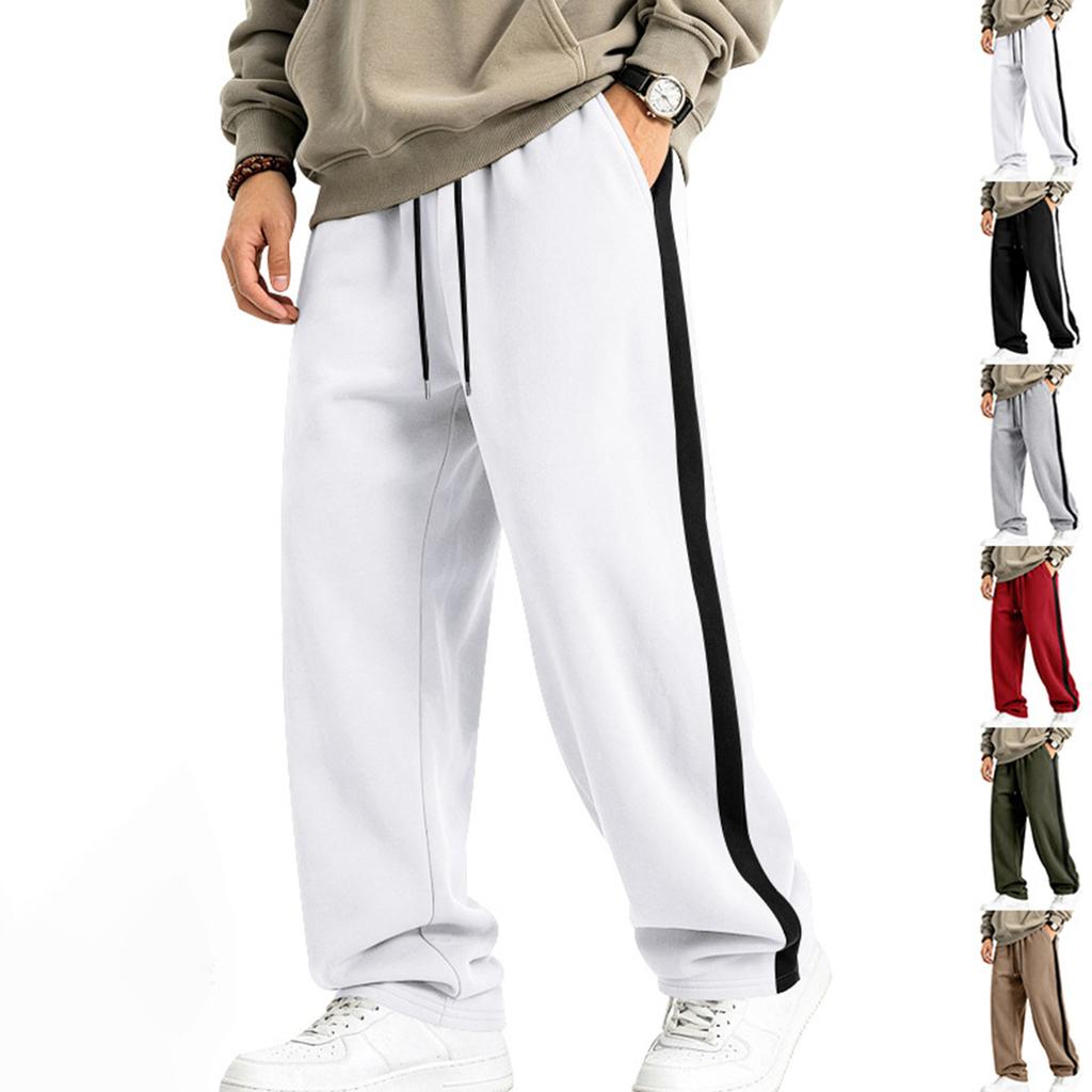 Men's -Lined Sweatpants With, Straight Leg Paneled Athletic Pants for Fall and Winter Casual Wear