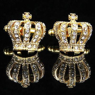 Manschettknappar i mässing för män Manschettknappar Kristall fransk skjorta Bröllopsfest - guld, 16 x 15 mm
