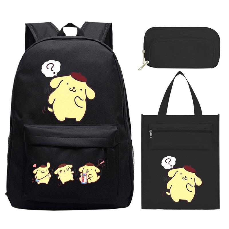 Pudding Dog Cartoon Children'S Schoolbag Three-Piece Set For Primary And Secondary School Students Versatile Backpack Tutoring Bag Pencil Case