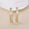 Exaggerated golden wheat ears, high geometric hollowed-out round ear buckles, retro and cold style women's earrings