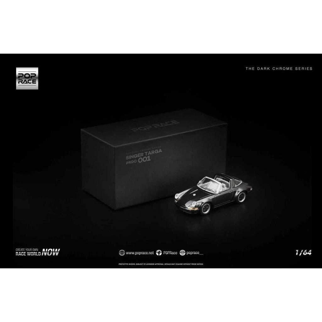 Genesis Company POP RACE 1/64 Singer Targa Dark Chrome Series Diecast Model Car PRDC001 Finished Product