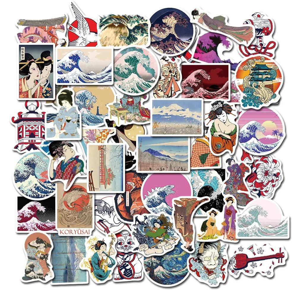 50PCS Ukiyo-e Art Anime Stickers Japan Geisha Decoration Suitcase DIY Guitar Phone Laptop Suitcase Water Cup Skateboard Decals