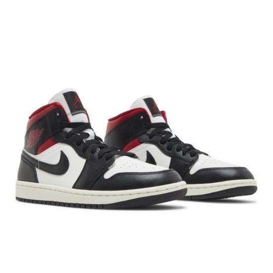 Air Jordan Wmns Air Jordan 1 Mid Black Sail Gym Red BQ6472-061