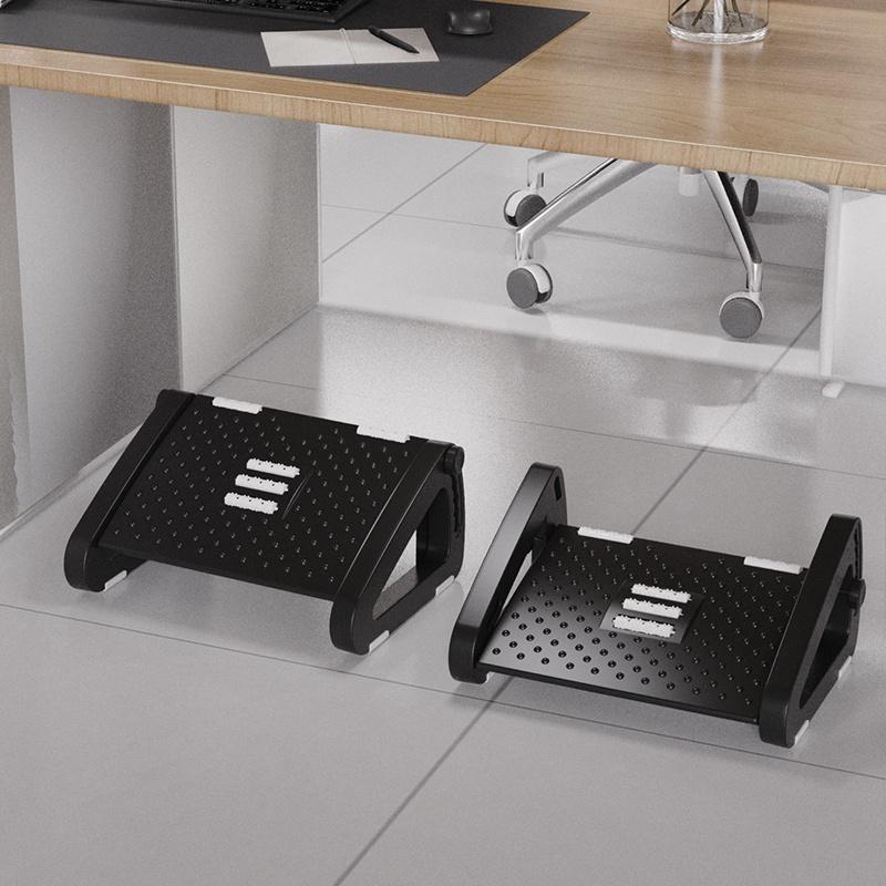 Footrest Stool with Adjustable Height - Durable Plastic Office & Home Footrest with Non-Slip Base, 5 Adjustable Rollers