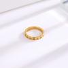 Simple and High-end Round Square Row Titanium Steel Ring for Female Couple, Trendy Accessories