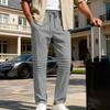 Men's Linen Blend Casual Pants Elastic Waist Drawstring Trousers with Knee Pleat Detail