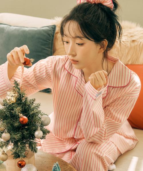 [Dossy] Silk-Fit Lovesome Long-Sleeve Couple Pajamas Set [Shipped from Korea] 100% Authentic