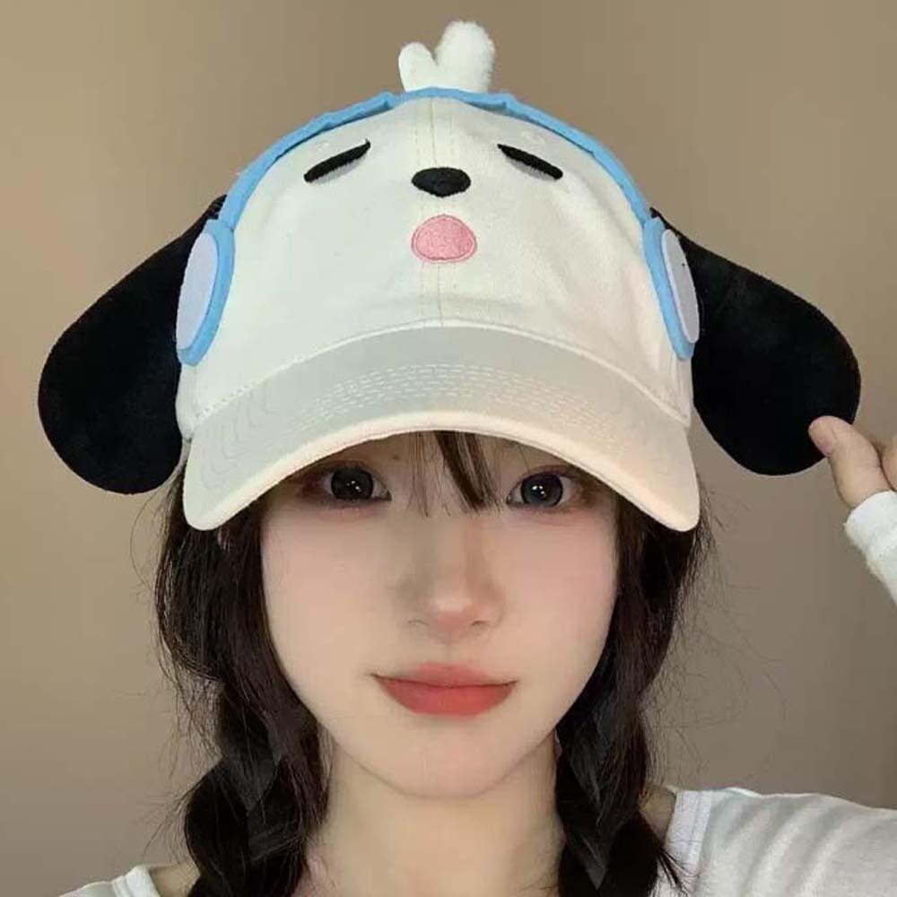 Sweet Eyewear Puppy Cap Breathable Cartoon Peaked Cap Trendy Headset Dog Baseball Cap  Girls
