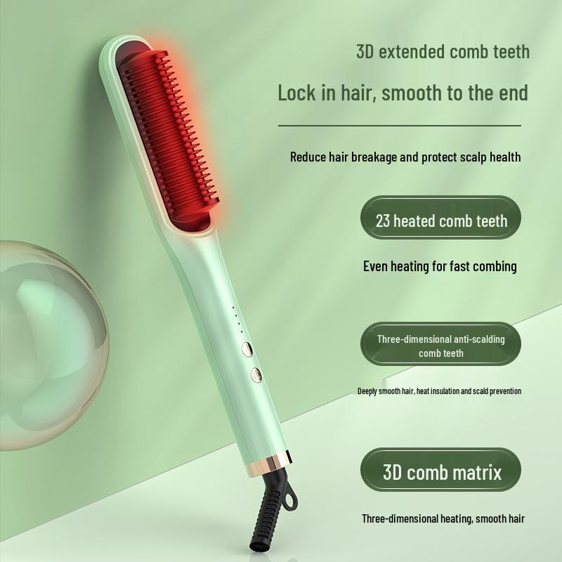 2-in-1 Negative Ion Hair Styler: Straighten or Curl with Electric Comb & Curling Iron