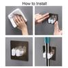 Adhesive Multi-Purpose Hooks Wall Mounted Mop Organizer Holder Storage Rack Brush Broom Hanger Hook Kitchen Bathroom Strong Hook